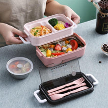 Lade das Bild in den Galerie-Viewer, Auslaufsichere Lunchbox mit Fächern und Besteck rosa 2
