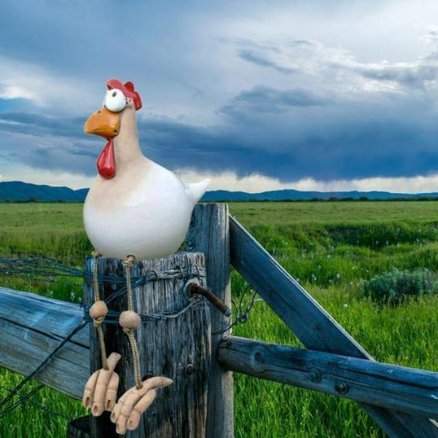 Gartendeko Huhn - Gartenstecker aus hochwertigen Materialien - Einzigartigster Blickfang des Jahres